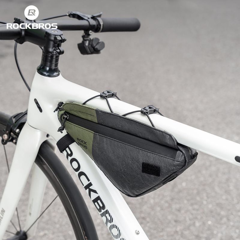 Cyklistická brašna na rám Rockbros 30180033001 Eco-Friendly 2in1Bike Frame Bag with Shoulder Strap black/green 2