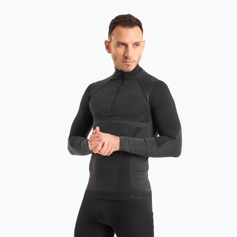 Pánské termo tričko Mico Warm Control Zip Neck černé IN01852