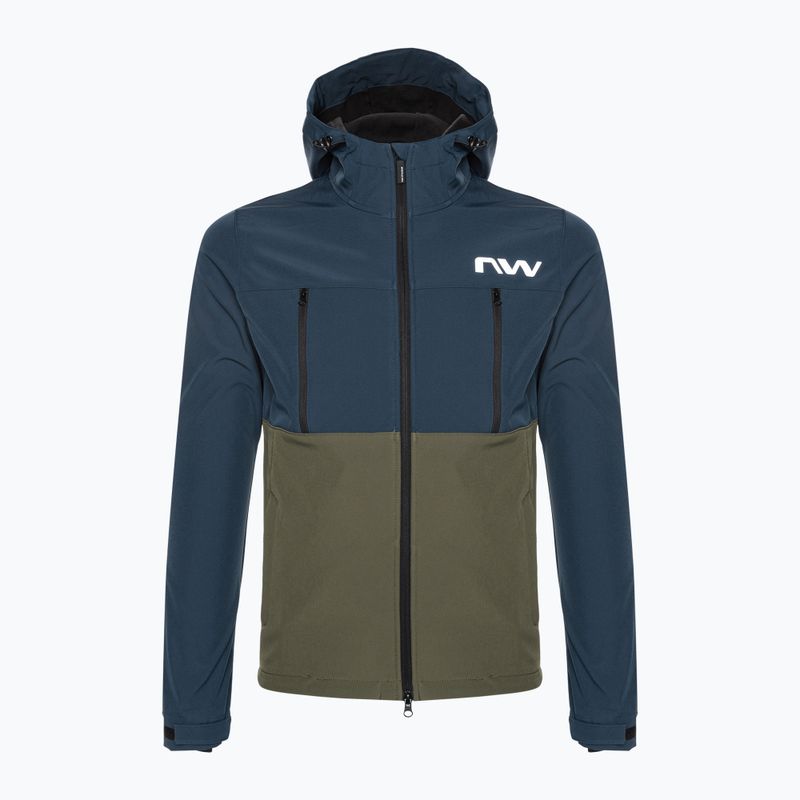 Pánská cyklistická bunda Northwave Easy Out Softshell tmavě modrá / lesní zelená