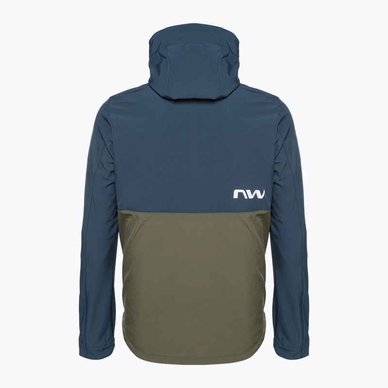 Pánská cyklistická bunda Northwave Easy Out Softshell tmavě modrá / lesní zelená 2