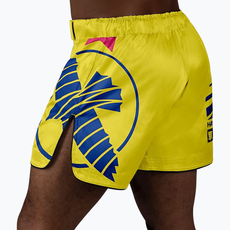 Pánské tréninkové šortky Hayabusa Icon Mid-Thigh MMA yellow/blue 3