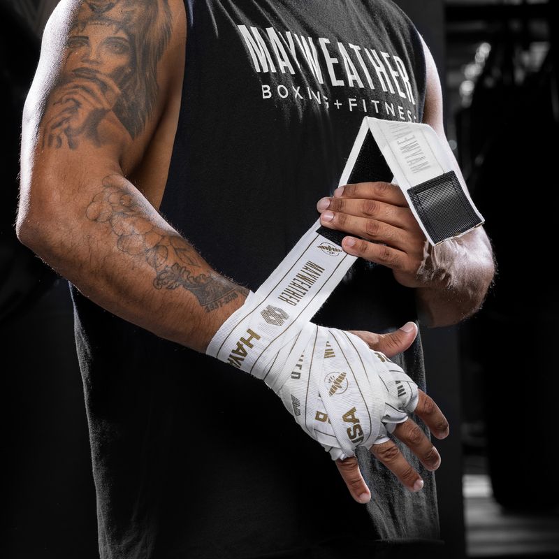 Boxerské bandáže Hayabusa Mayweather Stretch Hand Wraps 450 cm white/gold 6