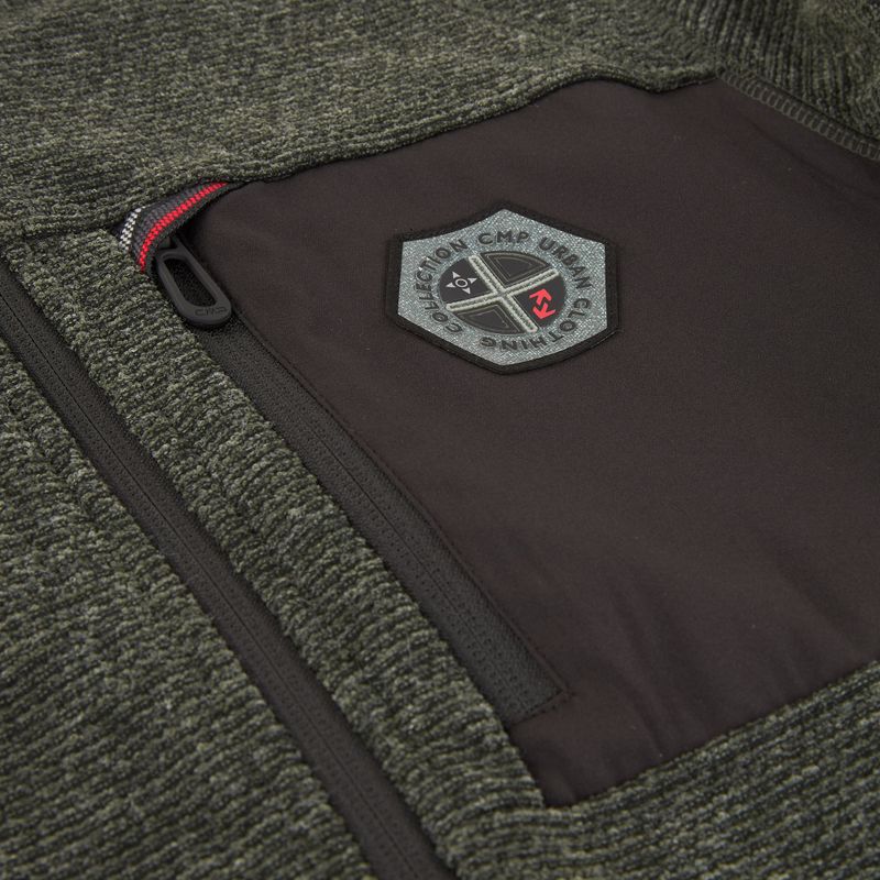 Pánská fleecová mikina CMP 35H3907 Melange Knitted forest melange/black/red 4