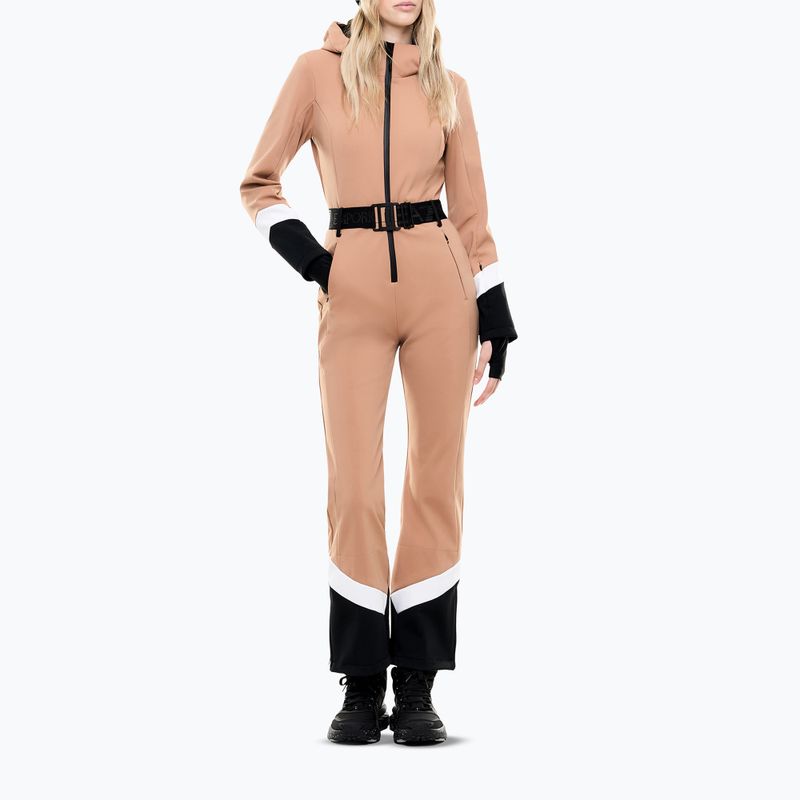 Dámská lyžařská kombinéza EA7 Emporio Armani Pure Softshell Jumpsuit mocha mousse
