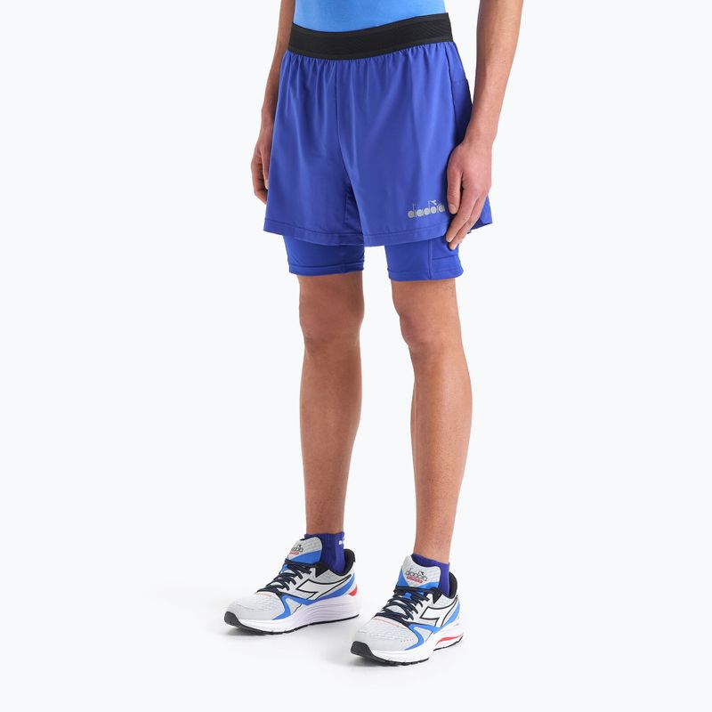 Pánské běžecké šortky Diadora Double Layer Bermuda Be One modré DD-102.179162-60050