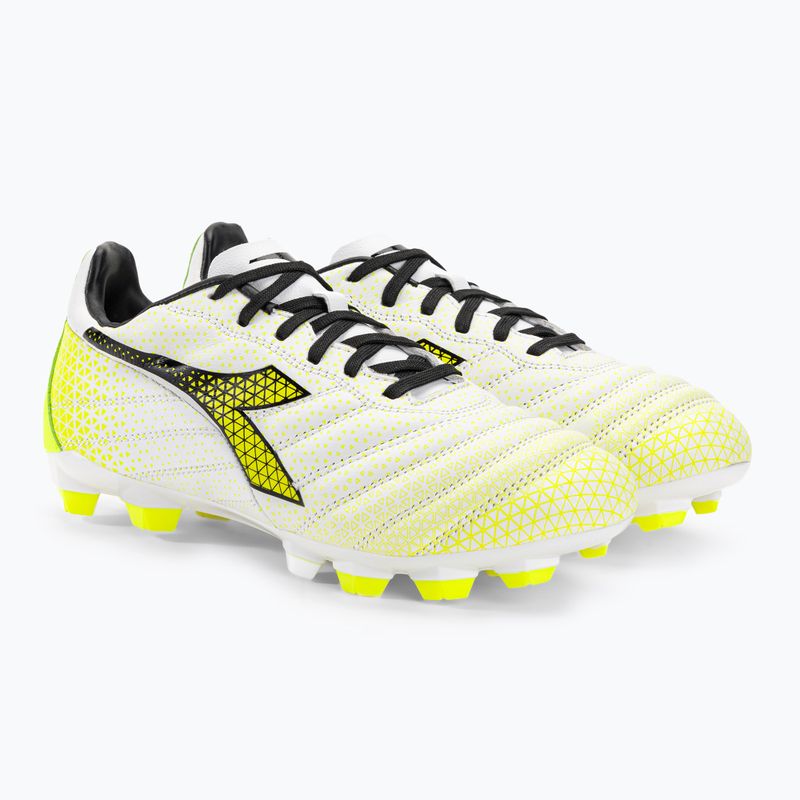 Dětské kopačky Diadora Brasil Elite GR LT LPU Y bílá/černá/fluo žlutá 4