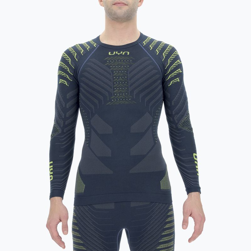 Pánský termo longsleeve UYN Resilyon UW Shirt Round Neck dark blue/yellow 6