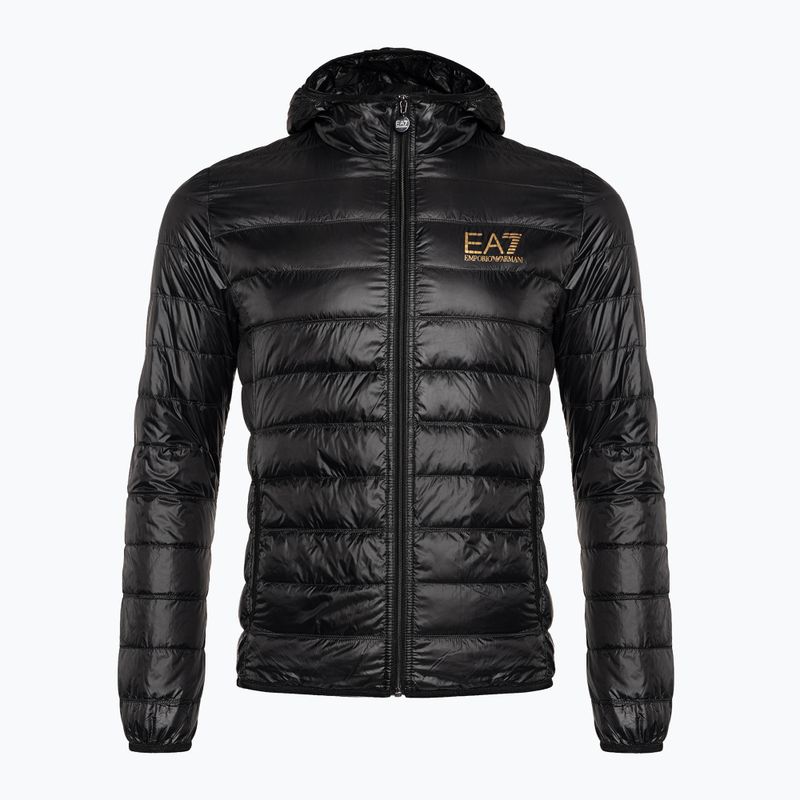 Pánská bunda  EA7 Emporio Armani Train Core ID Down Light Hoodie black/gold logo 7
