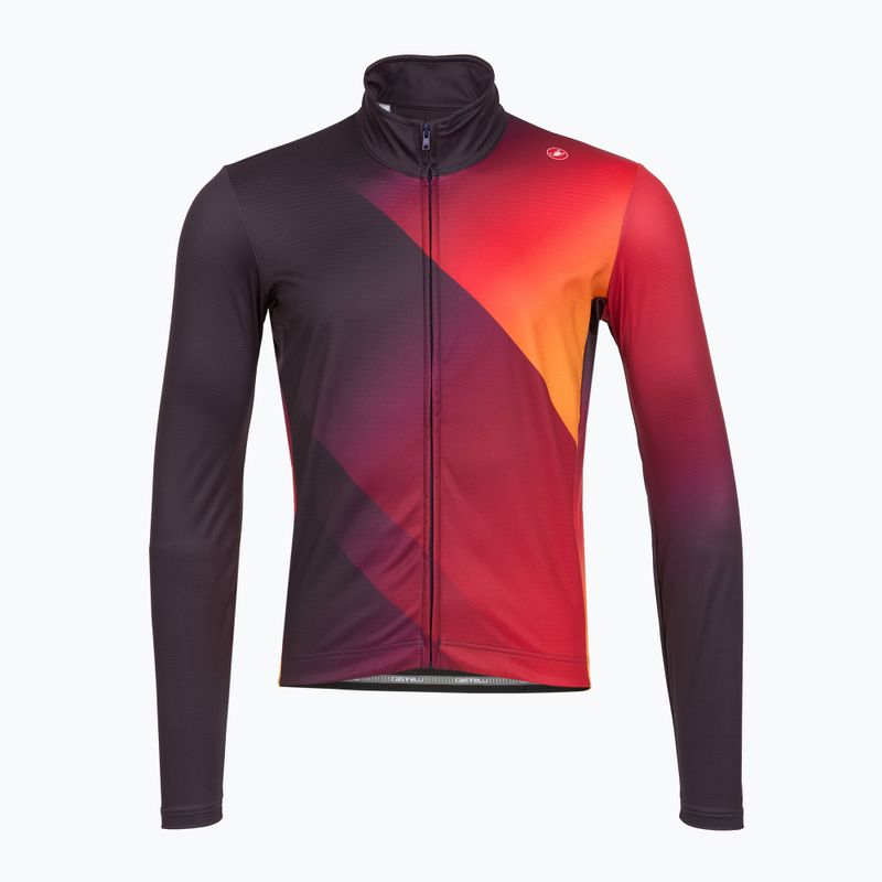 Pánský cyklistické tričko Longsleeve Castelli Amplify Thermal dark night shade/red/vivid orange