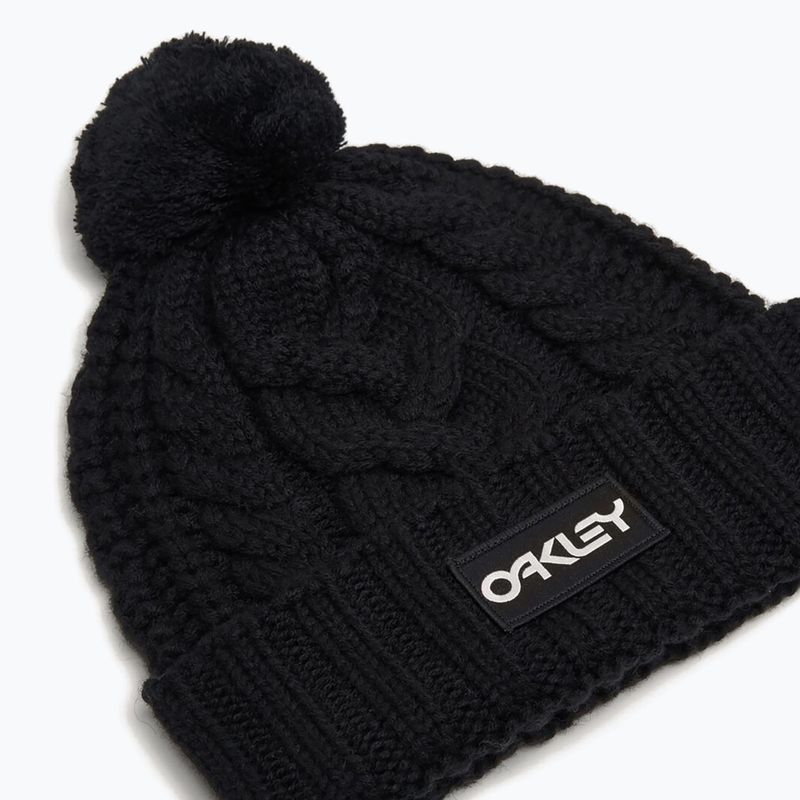 Zimní čepice Oakley Harper Pom Beanie black/white logo 2