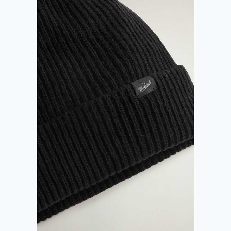 Pánská zimní čepice Woolrich Knitted Ribbed Beanie black 3