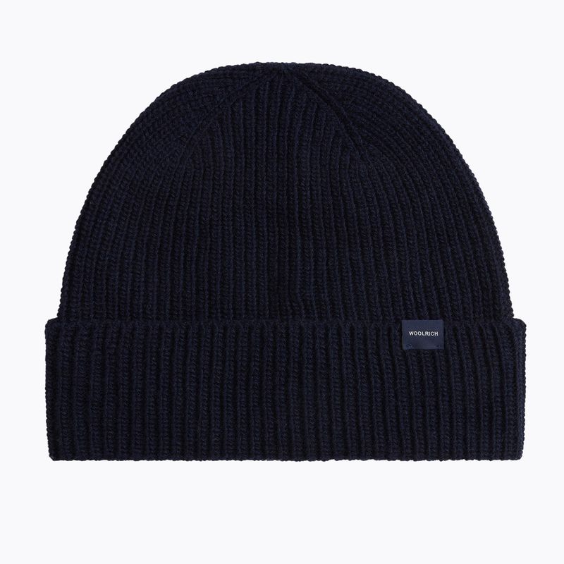 Pánská zimní čepice Woolrich Knitted Ribbed Beanie melton blue