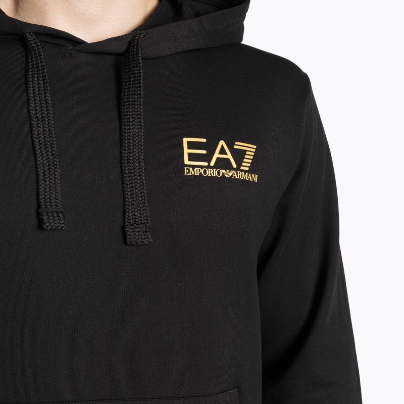 Pánská mikina EA7 Emporio Armani Train Logo Series Hoodie Extended Logo Coft black/gold logo 3