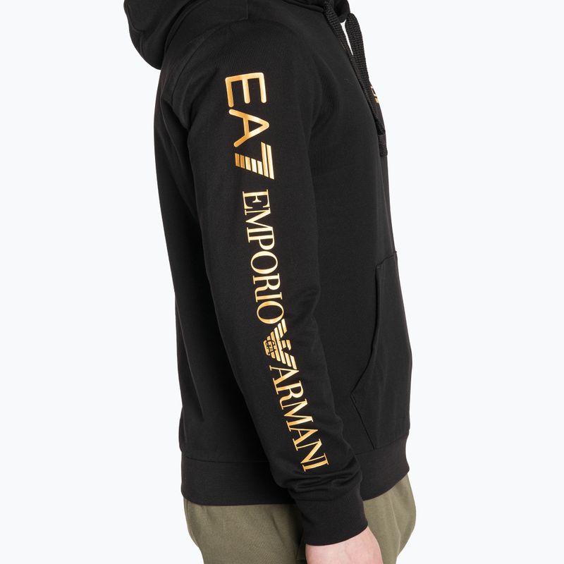 Pánská mikina EA7 Emporio Armani Train Logo Series Hoodie Extended Logo Coft black/gold logo 4
