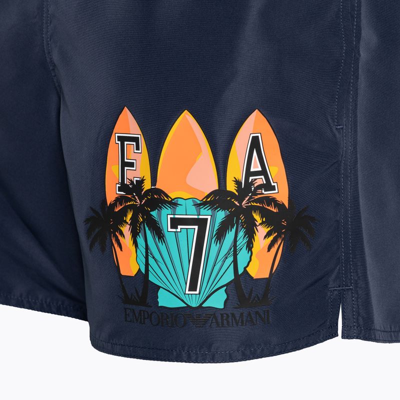 Pánské plavecké šortky EA7 Emporio Armani Water Reactive Monogram Blue Navy 3