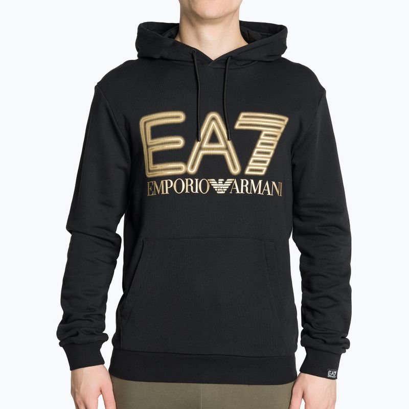 Pánská mikina EA7 Emporio Armani Train Logo Series Oversize Logo Hoodie Coft black