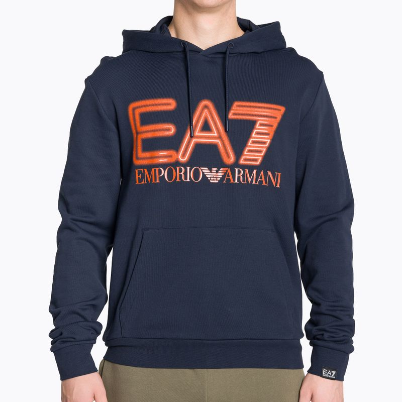 Pánská mikina EA7 Emporio Armani Train Logo Series Oversize Logo Hoodie Coft navy blue