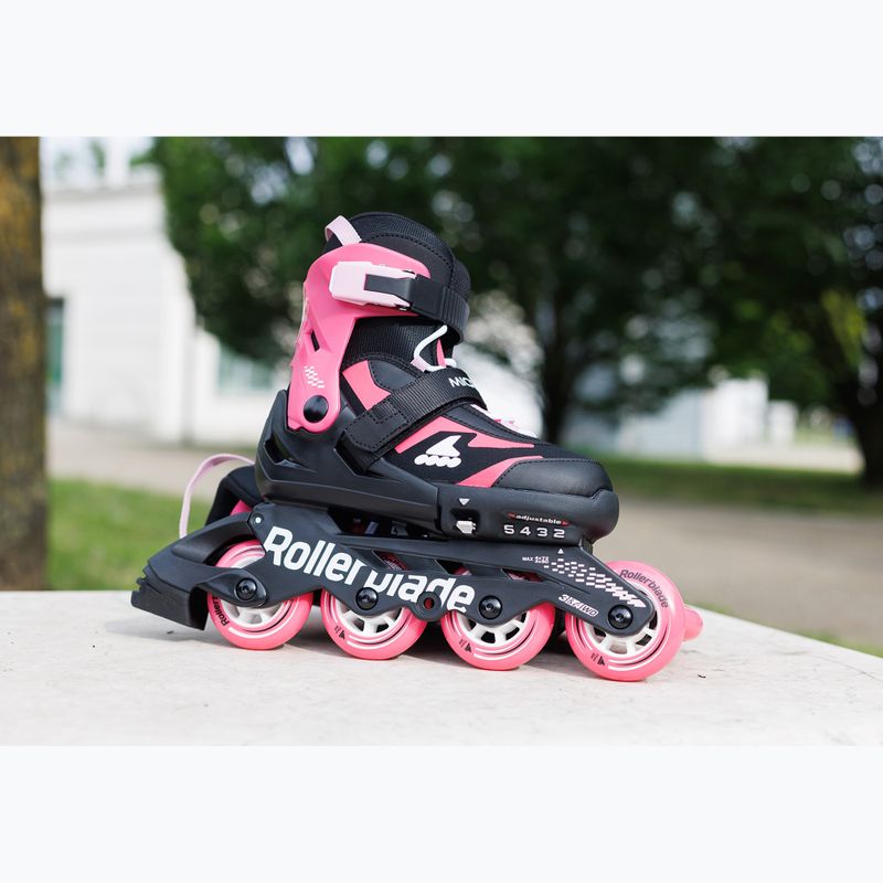 Dětské kolečkové brusle s chrániči Rollerblade Microblade Combo Jr black/pink 8