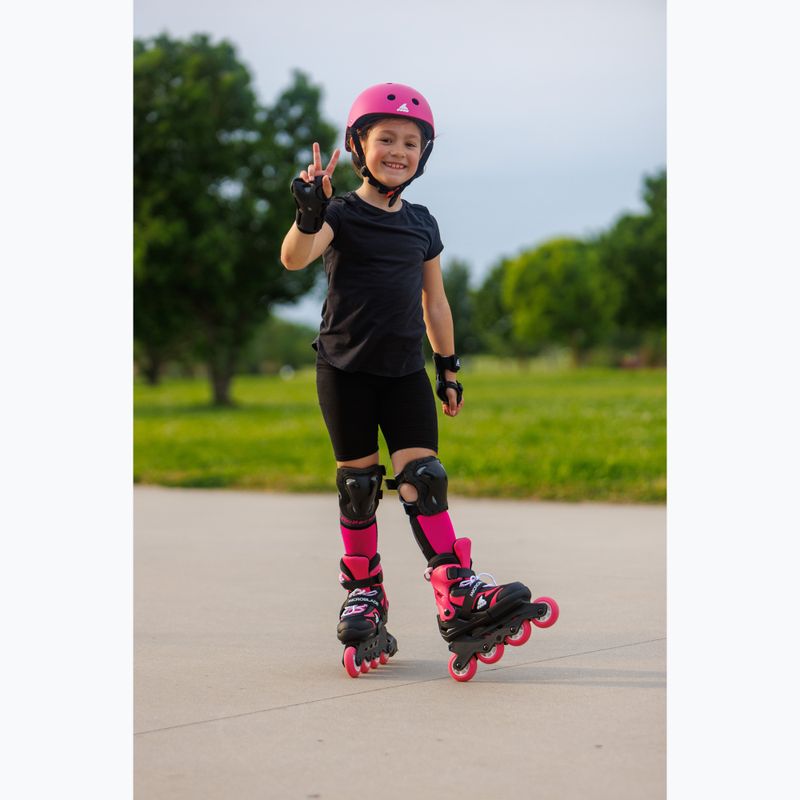 Dětské kolečkové brusle s chrániči Rollerblade Microblade Combo Jr black/pink 12