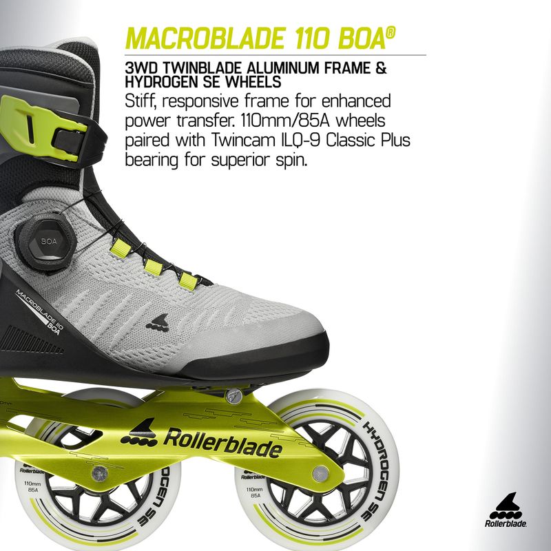 Pánské kolečkové brusle Rollerblade Macroblade 110 Boa black/grey/lime 9