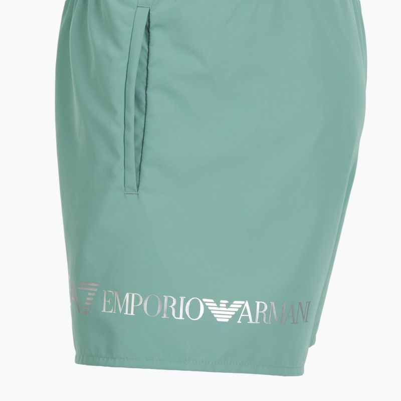 Pánské plavecké šortky EA7 Emporio Armani Extended Logo Boxer mineral blue / silver 3