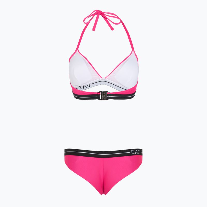 Dámské dvoudílné plavky EA7 Emporio Armani Logo Tape Bikini Triangle neon pink 2