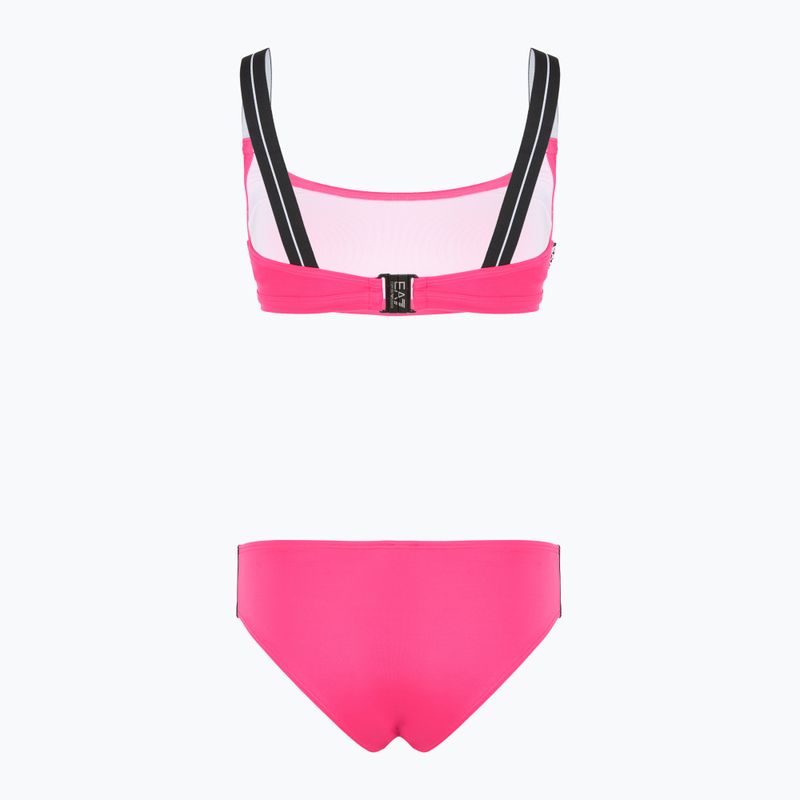 Dámské dvoudílné plavky EA7 Emporio Armani Logo Tape Bikini Top neon pink 2