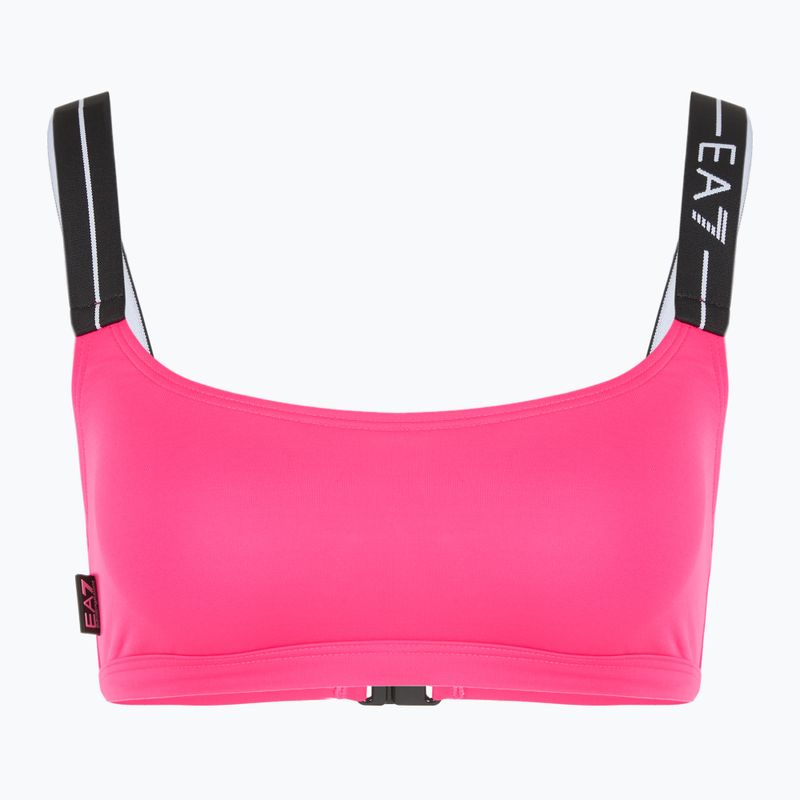Dámské dvoudílné plavky EA7 Emporio Armani Logo Tape Bikini Top neon pink 3