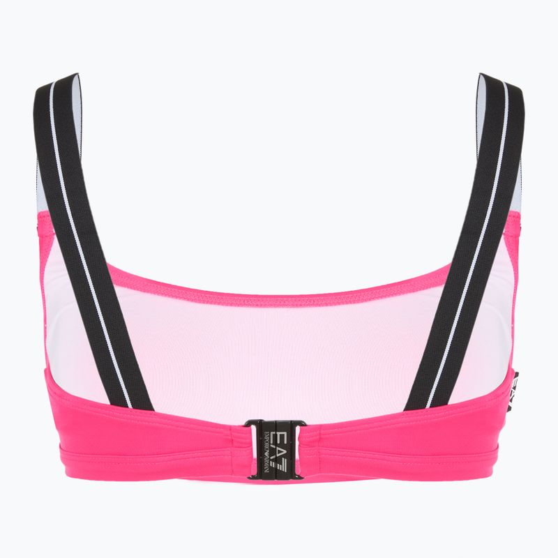 Dámské dvoudílné plavky EA7 Emporio Armani Logo Tape Bikini Top neon pink 4