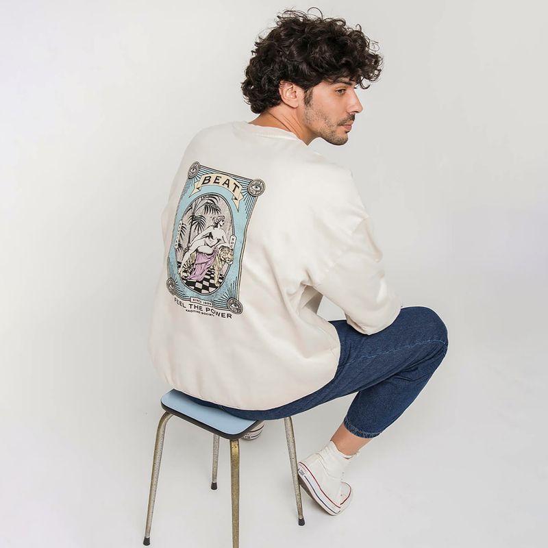 Pánská mikina Kaotiko Washed Feel the Power ivory 4