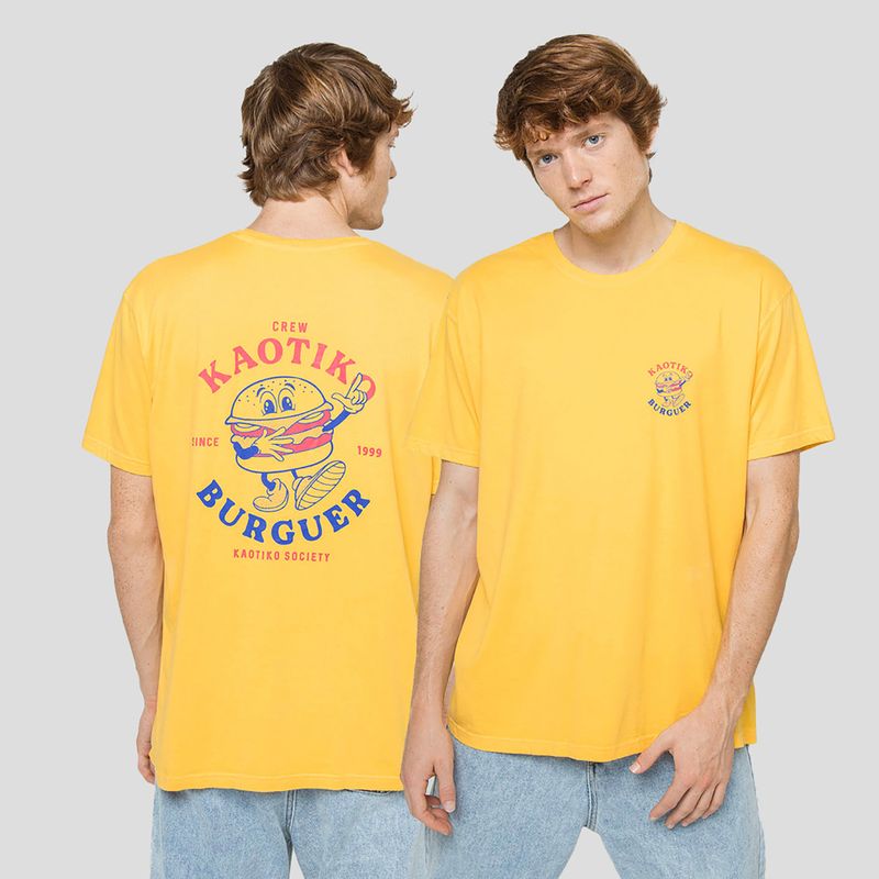 Pánské tričko Kaotiko Washed Burguer yellow 3
