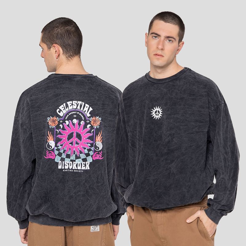 Pánská mikina Kaotiko Washed Celestial Disorder black 3