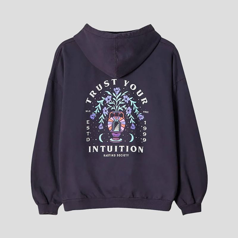 Pánská mikina Kaotiko Washed Trust Your Intuition dark lilac 2
