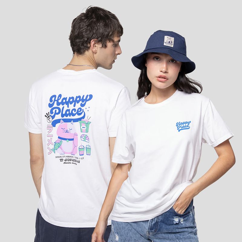 Pánské tričko Kaotiko Washed Happy Place white 3