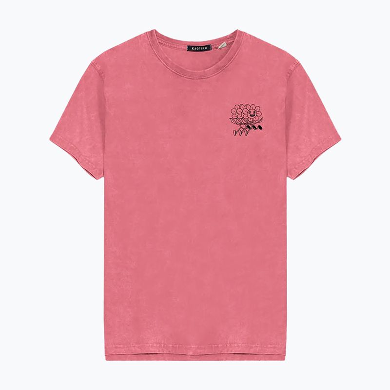 Pánské tričko Kaotiko Washed No Roles Flower pink flamingo