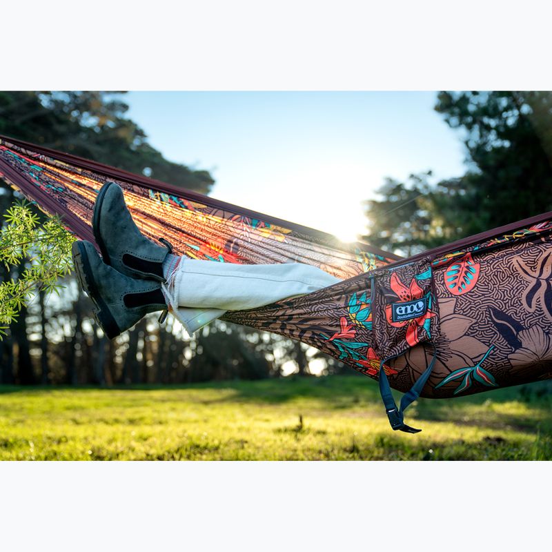Turistická hamaka  ENO DoubleNest Print tropic/merlot 7