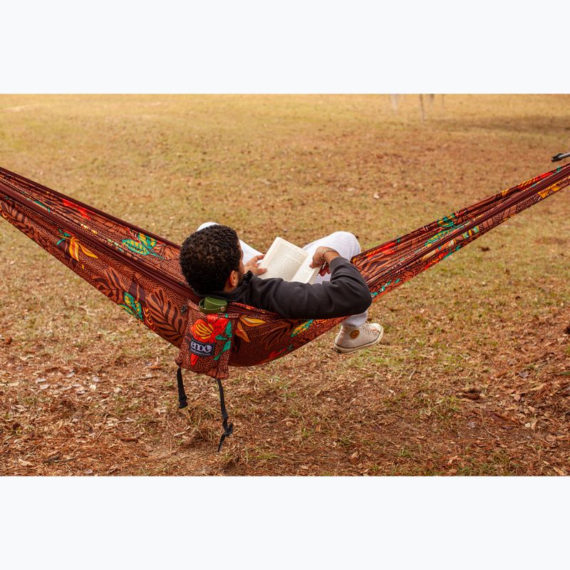 Turistická hamaka  ENO DoubleNest Print tropic/merlot 10