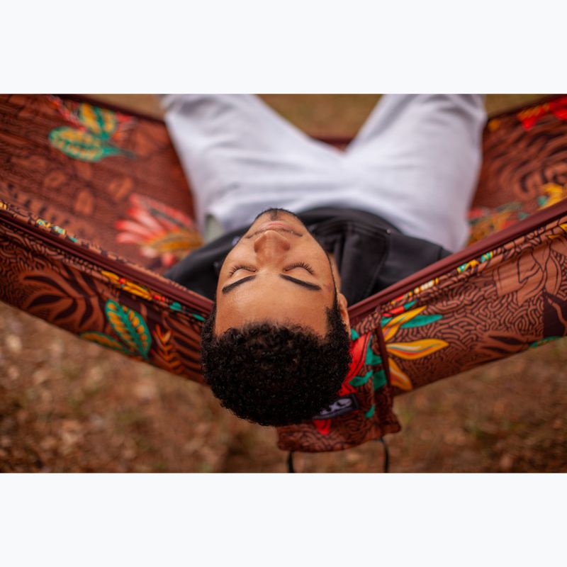 Turistická hamaka  ENO DoubleNest Print tropic/merlot 11