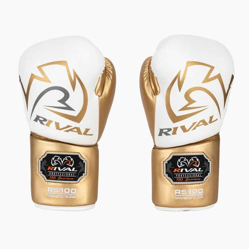 Boxerské rukavice Rival RS100 Professional bílé/zlaté 2