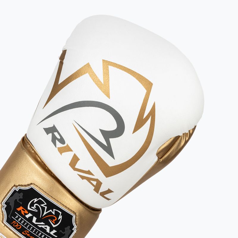 Boxerské rukavice Rival RS100 Professional bílé/zlaté 5