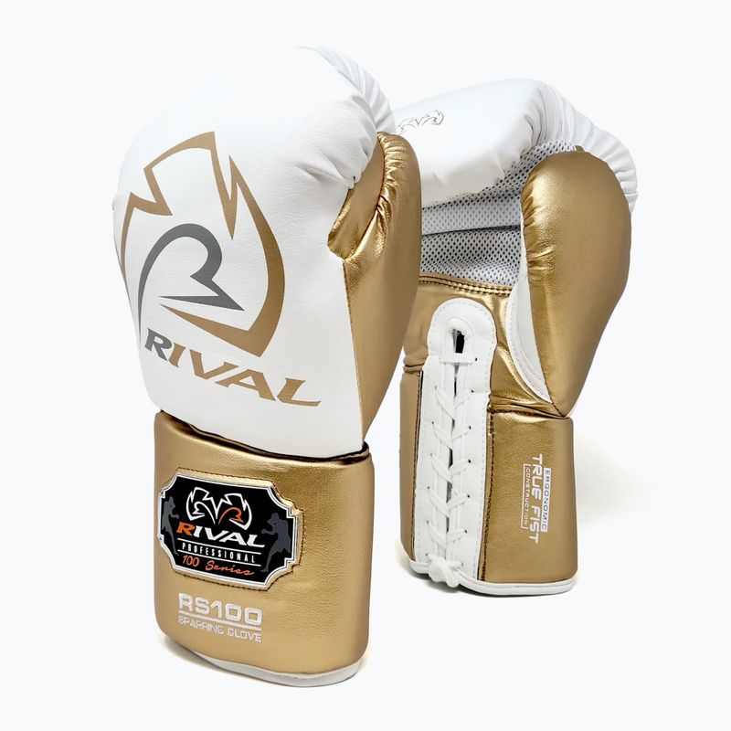 Boxerské rukavice Rival RS100 Professional bílé/zlaté 2