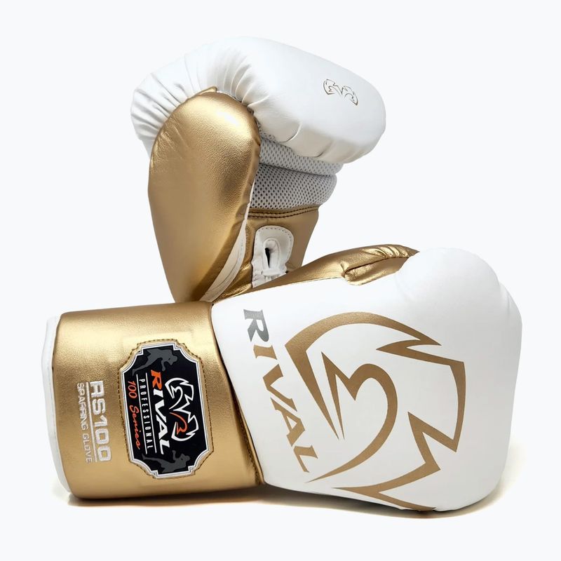 Boxerské rukavice Rival RS100 Professional bílé/zlaté 3