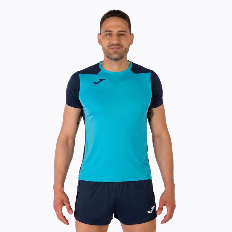 Pánské běžecké tričko Joma Record II fluor tyrkysová/navy 13