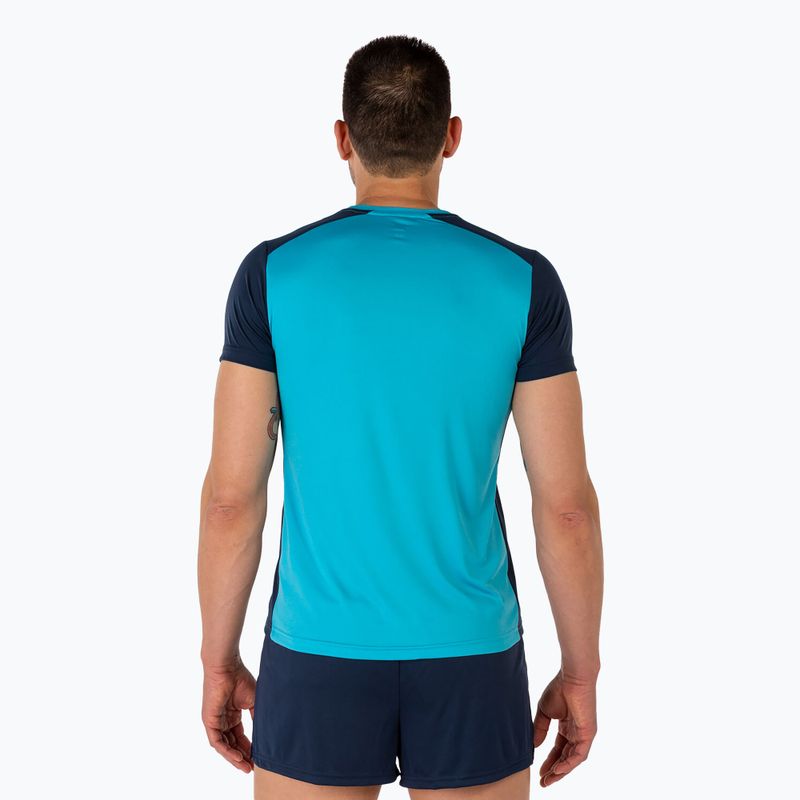 Pánské běžecké tričko Joma Record II fluor tyrkysová/navy 3