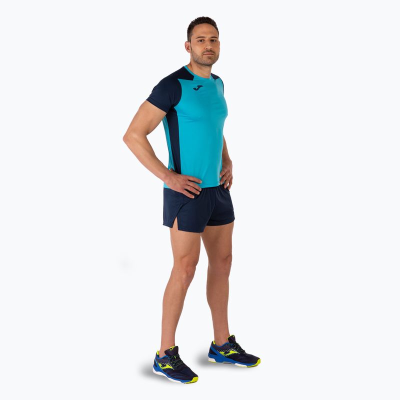 Pánské běžecké tričko Joma Record II fluor tyrkysová/navy 7