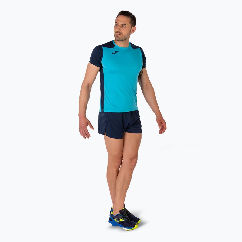 Pánské běžecké tričko Joma Record II fluor tyrkysová/navy 8