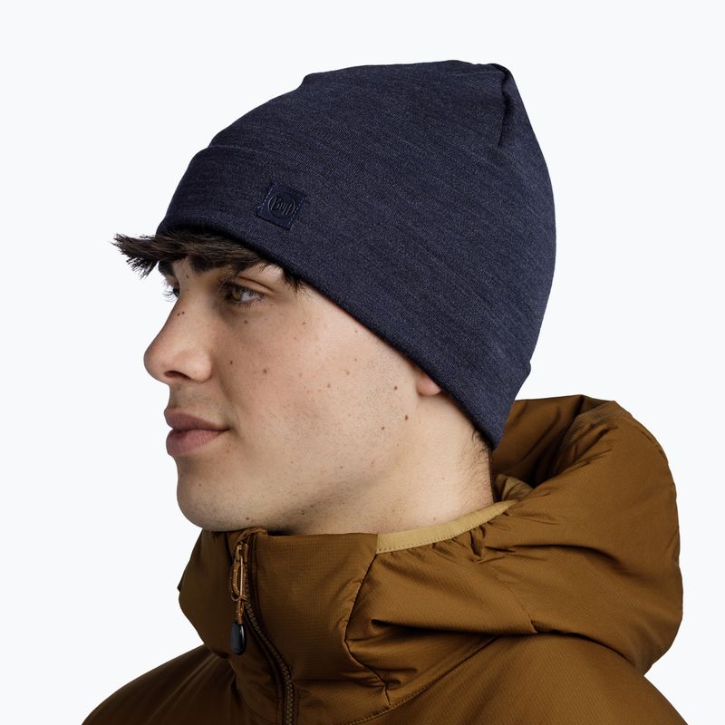 Zimní čepice BUFF Heavyweight Merino Wool solid indigo 4