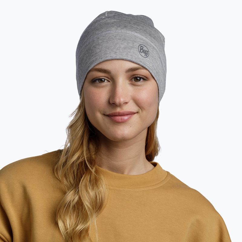 Zimní čepice BUFF Lightweight Merino Wool solid light grey 4