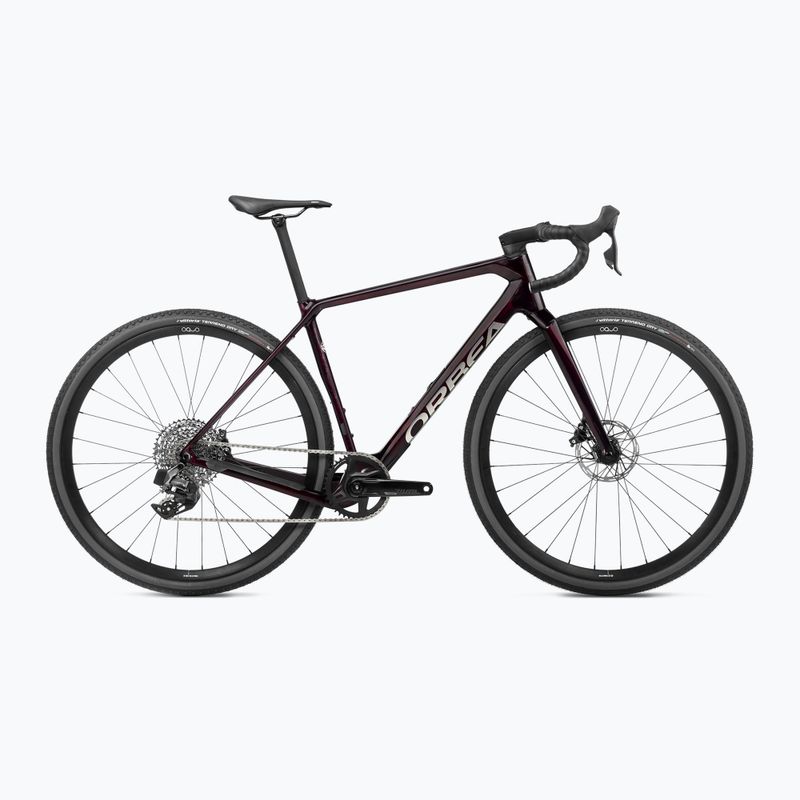 Gravel kolo  Orbea Terra M31e Team 1X 2024 wine red carbon view