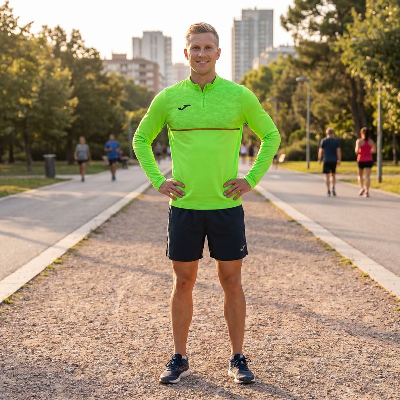 Pánská běžecká mikina Joma Record III fluor green 6